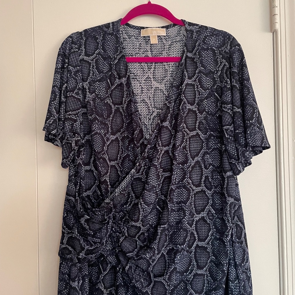 MICHAEL Michael Kors Faux Wrap Snake Print Top